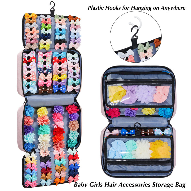 HUHYNN Hair Accessories Organizer for Girls Hair Accessories Storage Bag Hair Bow Storage Organaizer for Girls with Mult