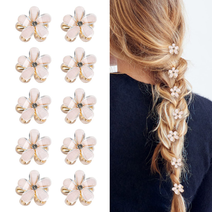 10 Pcs Mini Diamond Hair Claw ClipsSmall Hair Clips Flower Hairpins Hair Accessories for WomenGirlsSweet Mini Barrettes