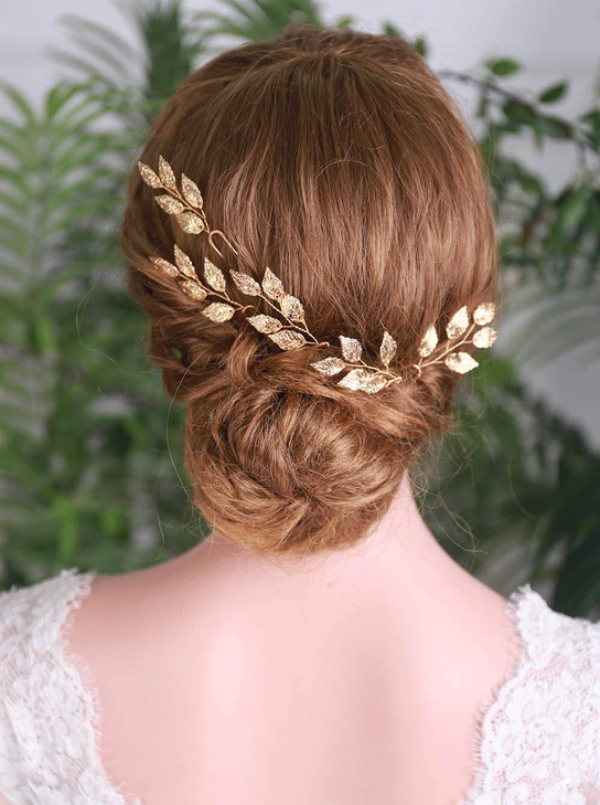 YERTTER 5 PCS Gold Leaves Hair Pins Bridal Hair Accessories for Bride and Bridesmaids Wedding Hair Piece