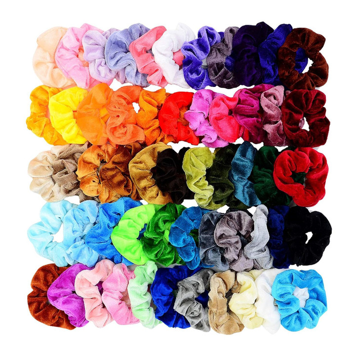 Chloven 55 Pcs Premium Velvet Hair Scrunchies Elastics Bobbles Hair Bands Scrunchy Hair Ties Ropes Scrunchies for Women