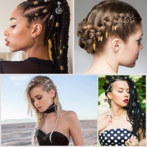 200pcs Hair Beads Jewelry Dreadlocks Gem Crystal Charms Metal Coils Rings Gold And Silver PendantsBraid CuffsClipsLoc Tu