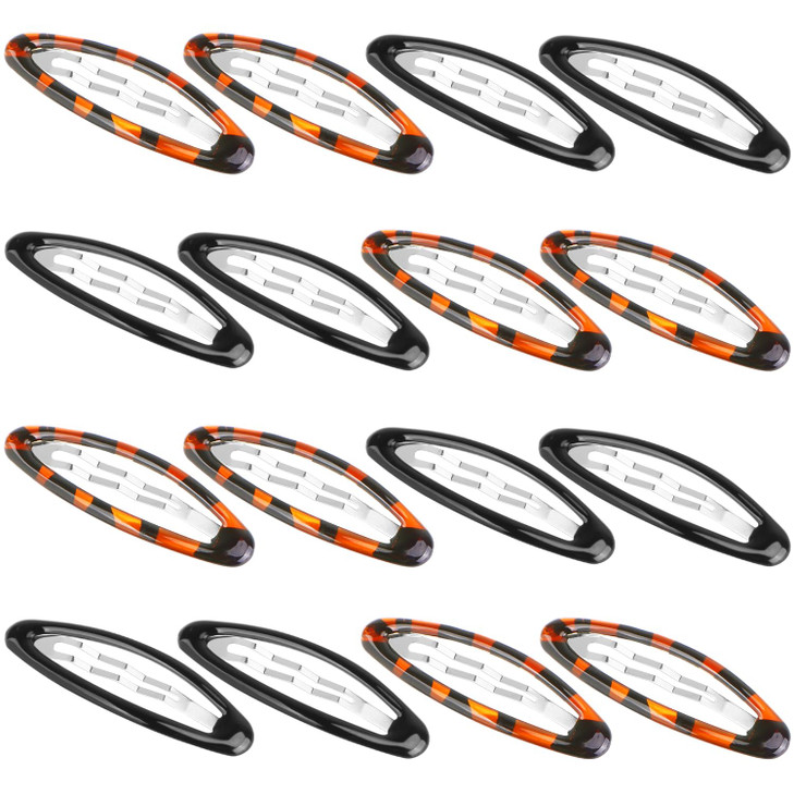16 Pieces Oval Shaped Snap Hair Clip Epoxy Metal Snap Clips Non Slip Big Ellipse Hair Grip Barrettes for Women Girls Hai