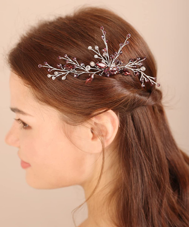 Xerling Brides Wedding Green Rhinestones Hair Pin Emerald Crystals Hair Piece for Flower Girls Bridal Hair Accessories G