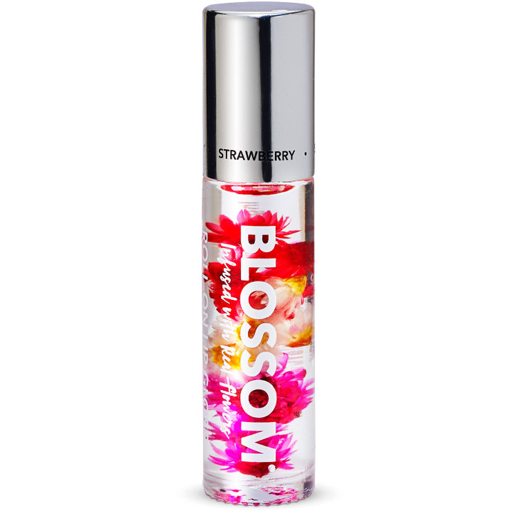 Blossom Roll on Lip Gloss, Scented Clear High Shine Moisturizing Lip Oil, Non Sticky, Infused with Real Flowers, Made in USA, 0.2oz, Strawberry online at globaldelivered