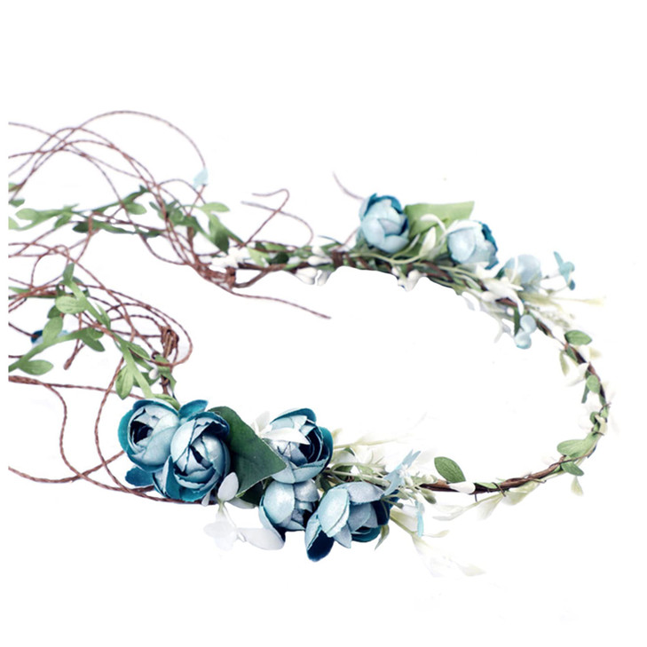 Flower Crown Headband Rose Wreath Garland Hair Bands Floral Wedding Bridal Hair Hoop Women Ladies Leaf Vine Party Decora