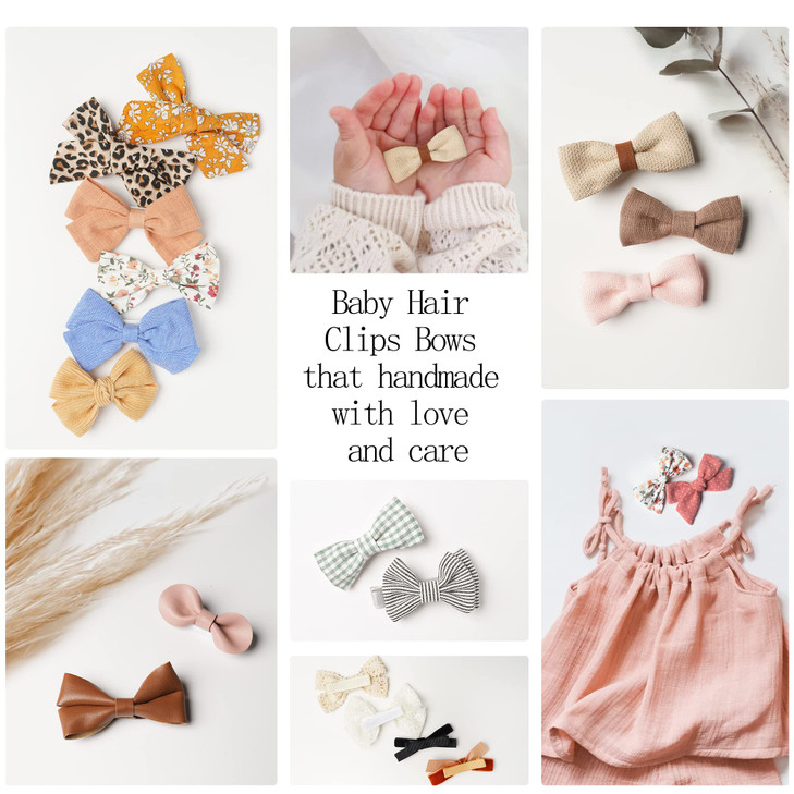 Jesries 21 Pack Baby Girls Hair Clips Bows Fully Lined Non Slip Barrettes for Fine Handmade Hair Accessories for Newborn