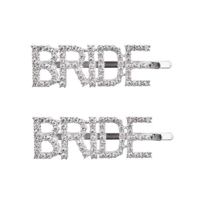 Messen Wedding Accessories Letters Bobby Hair Pins Headwear Luxury Crystal Rhinestones Hair Clips for Bride Sparkle Hair