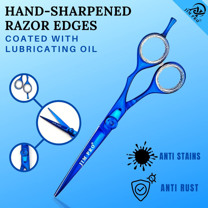 JIM PRO Hair Cutting Scissors Shears Professional Hairdressing Scissors Dark Blue Hair Beard Trimming Shaping Grooming S