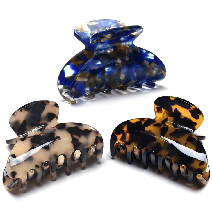3 Packs Women Medium Hair Clips Tortoise Claw Clips Celluloid Jaw Clips Leopard Print Hair Clamps Fashion Hair Accessori