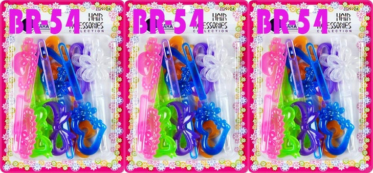 Tara Girls Self Hinge Multi Design Plastic Bow Hair Barrettes Selection Pack Of 3 (BR54) online at globaldelivered