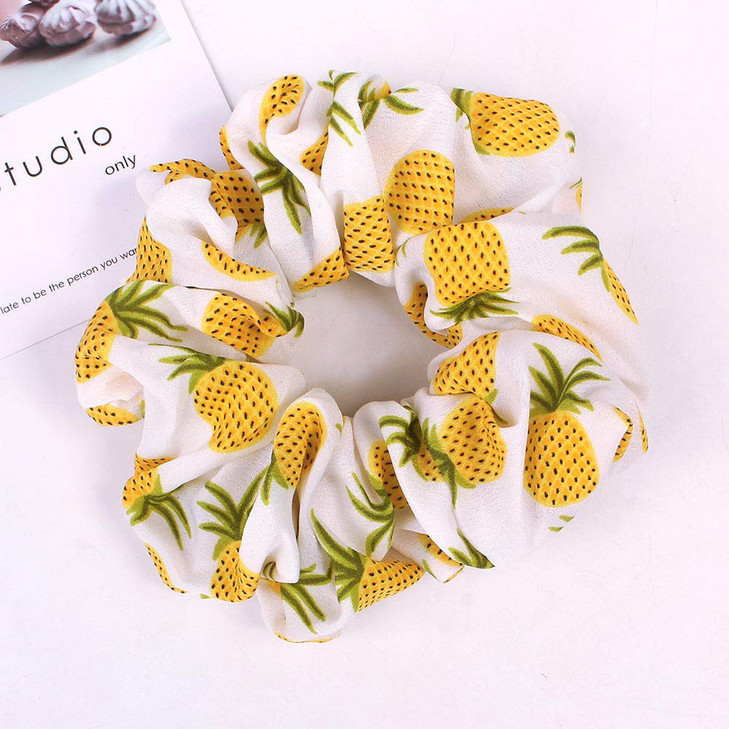 12 Pack Fruits Hair Scrunchies Strawberry Scrunchie Mango Hair Ties Check Plaid Scrunchies Gingham Ponytail Holder Fruit