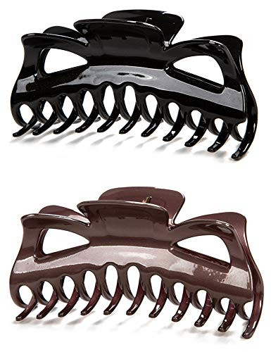 Prettyou Thick Hair Super Large Clips Crystal Plastic Claw Clamps Hairgrips Clips Accessories for Women 2 pack D