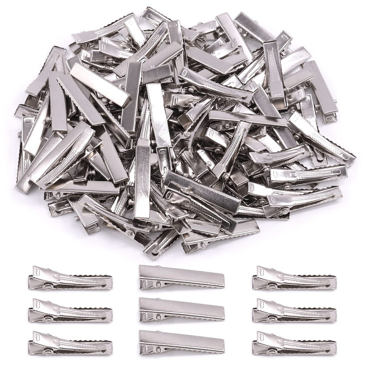 Mardatt 200Pcs 125 inch 32 cm Alligator Hair Clips Bulk Silver Single Prong Hair Clips For Bows Making Hair Pins For Sec