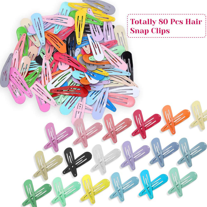 Snap Hair Clips Hair Barrettes for Girls Anezus 80 Pcs 2 Inch NonSlip Barrettes Hair Accessories for Girls Women Kids Te