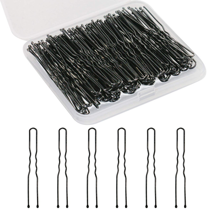 U Shaped Hair Pins Sevensun 100PCS Ladies Hair Bun HairPin With Storage Box 24Inches Black