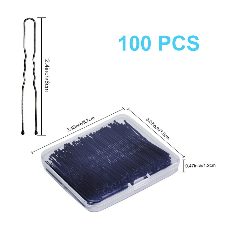 U Shaped Hair Pins Sevensun 100PCS Ladies Hair Bun HairPin With Storage Box 24Inches Black