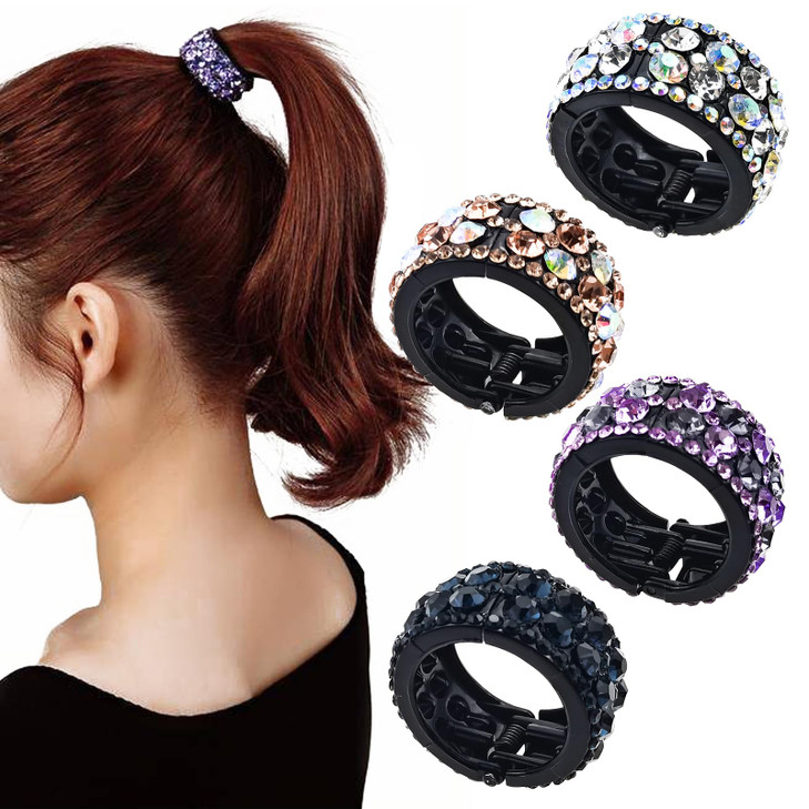 4 PACK Rhinestone Hair Claw Clips for High Ponytail Nonslip Shark Rhinestone Hair Clips Small Metal Shark Hairpins Hair