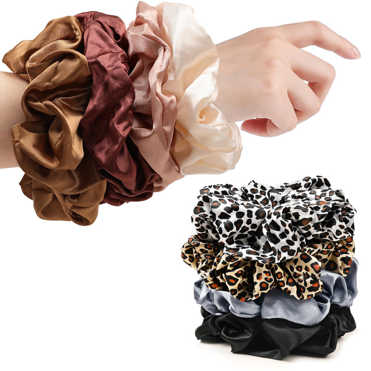 Scrunchies Hair Ties for Women Big Silk Satin Scrunchie Jumbo Gaint Oversized Cute Scrunchy for Curl Thick Hair Ligas Pa