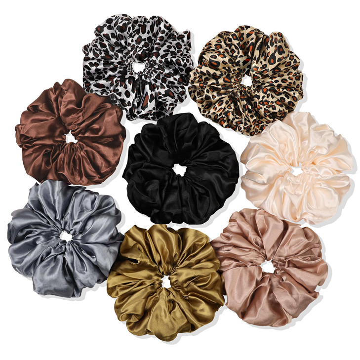 Scrunchies Hair Ties for Women Big Silk Satin Scrunchie Jumbo Gaint Oversized Cute Scrunchy for Curl Thick Hair Ligas Pa