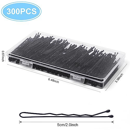 Bobby Pins 300 Pcs Bobby Pins Black 2Inches Fosvrde Reusable Invisible Wave Non Slip Hair Pins for Girls and Women Bulk