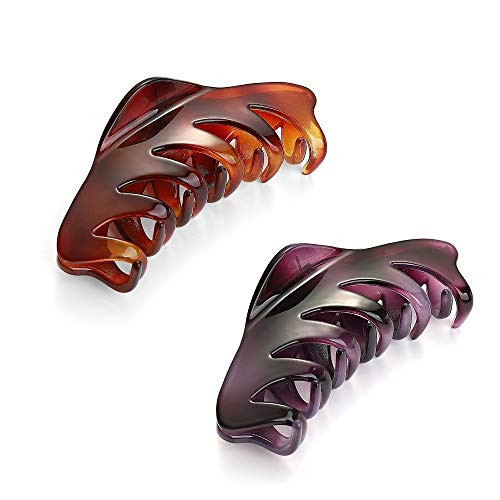 Liasun Pack of 2 Premium Hair Claw Clip Medium Strong Holding Power Hair Clips Clamps Delicate Hair Grip for Women and G