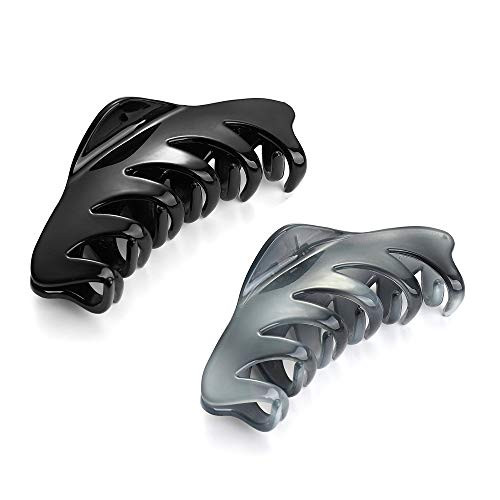 Liasun Pack of 2 Premium Hair Claw Clip Medium Strong Holding Power Hair Clips Clamps Delicate Hair Grip for Women and G
