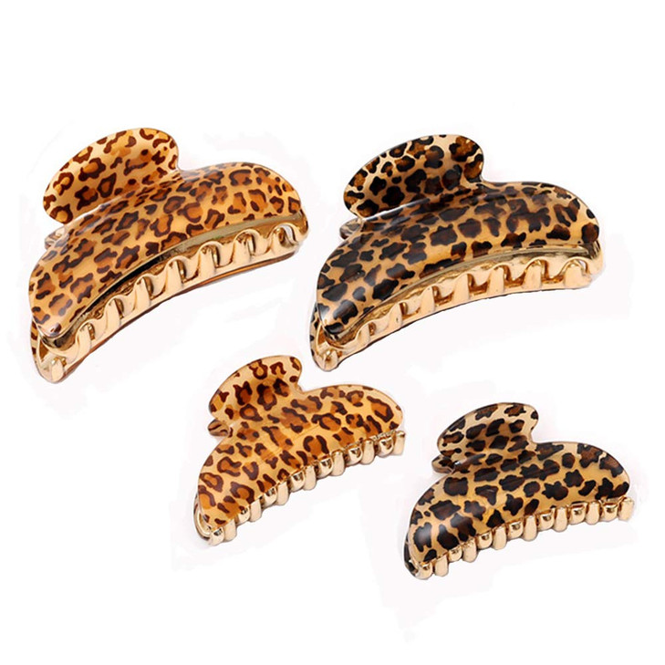 4 Pcs Hair Claw Banana Clips tortoise Shell Claw Hair ClipLarge Size Leopard print Celluloid French Design Vintage Barre