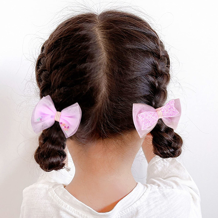 Tulle Glitter Hair Bows for Girls BETITETO 15 Pieces Cute Handmade Flower Rhinestone Alligator Hair Clips Nonslip for ki