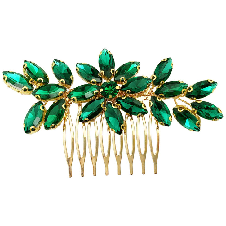 BETITETO Bridal Crystal Hair Piece Rhinestone Wedding Small Hair Comb Accessories for Women Girls Emerald Green