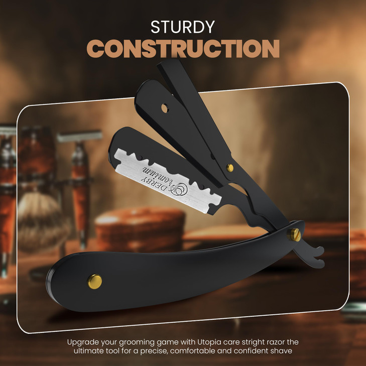 Utopia Care Professional Straight Razor for Men, Barber Straight Edge Razor Safety with 100 Pack Blades, Black online at globaldelivered