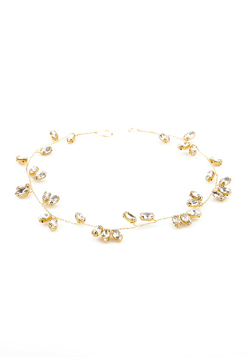 Kercisbeauty Wedding Crystal Headband for Bride Hair Vine Wreath Bridal Headpiece Prom Hair Accessories Gold