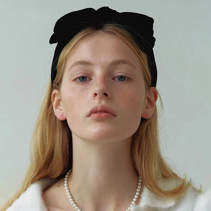 YERTTER Dainty Black Velvet Knot Bow Turban Wide Headbands Yoga Thick Headbands Wide Hairbands Headband Headwrap Hair Ba