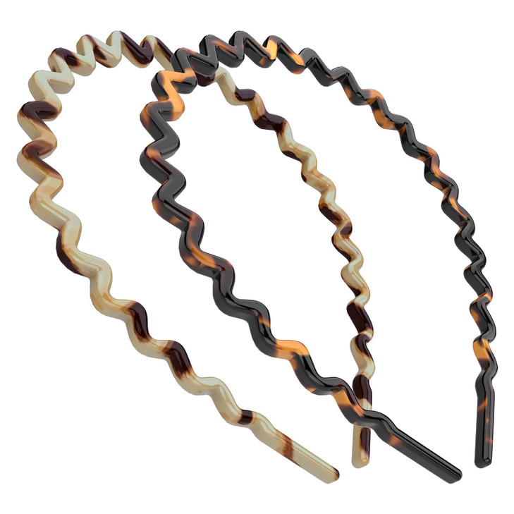 HYFEEL Wavy Headbands Plastic Skinny Thin NonSlip Flexible Hair Bands Simple Hoops Hair Accessories for Women 2 Pack Tor