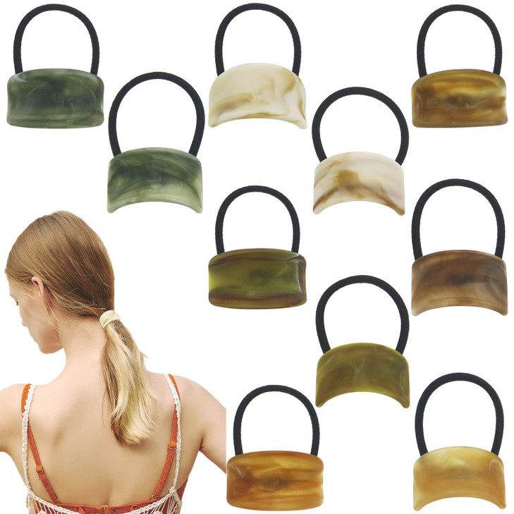 10 Pcs Acrylic Cuff Hair Ties Elastics Ponytail Holders Hair Bands Ropes French Elastic Rubber Band Hair Cuff Wrap Ponyt