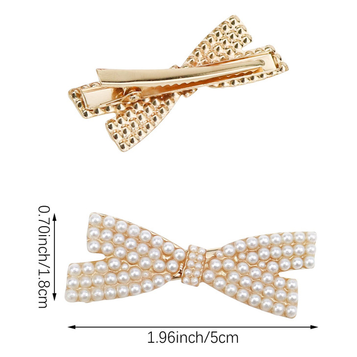 5 Pcs Pearl Bow Hair Clips Duckbill Hair Claw Clips Gold Metal Hair Clip Elegant Cute Hair Pins Hair Accessories Headwea
