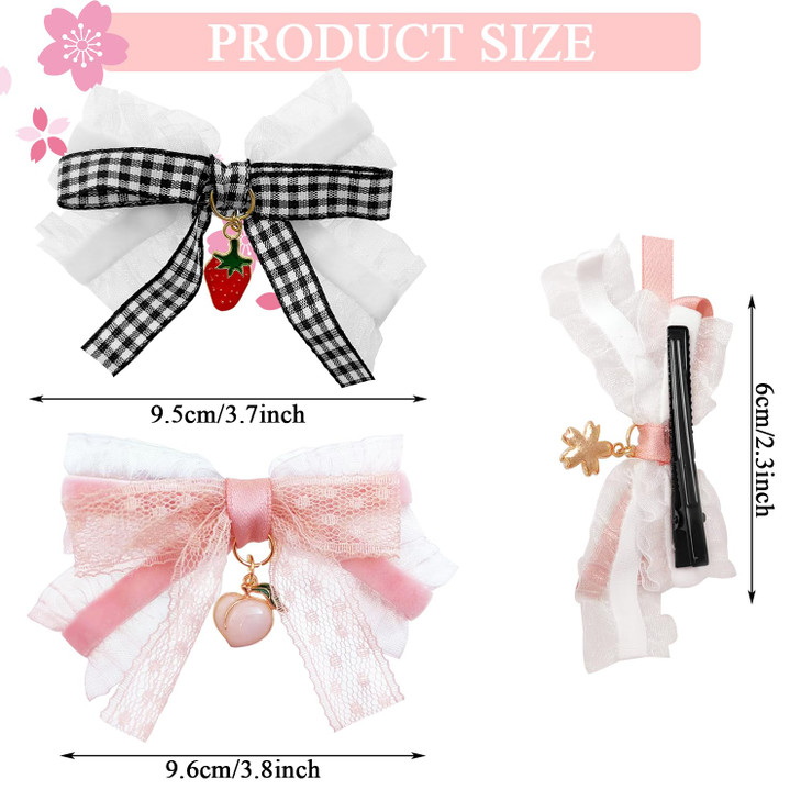 4 Pack Lace Hair Bow Clips Cute Bow Alligator Clips for Teen Girls Women Hair Accessories