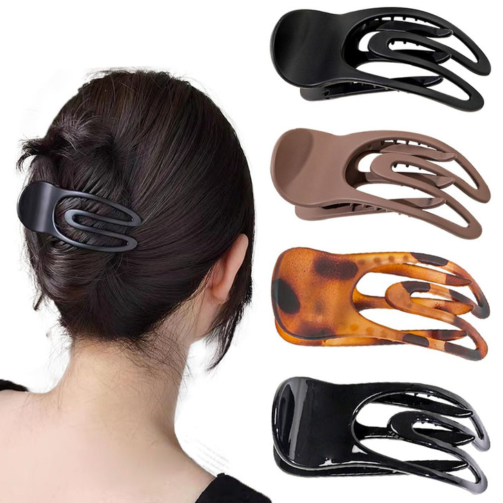 4 PCS French Concord Flat Hair Clips for Women 354 Inch Curved Hair Claw Clips Alligator Hair Barrettes Volume No Slip G
