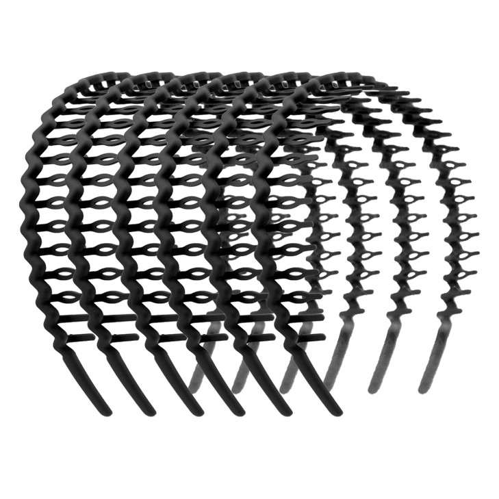 BOYIVI 6PCS Plastic Teeth Headbands Non Slip Fashion Effortless Comb Skinny Hair Bands for Women Men Teen GirlsBlack