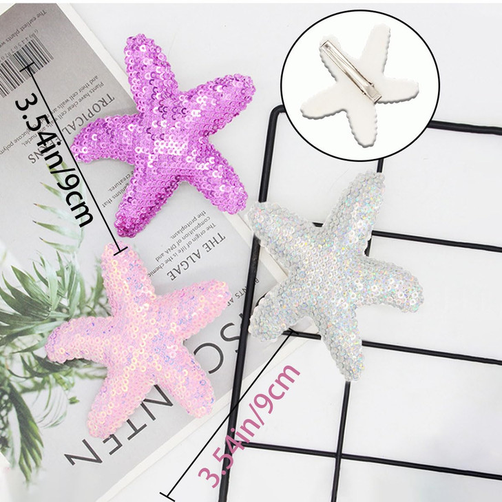 8 PCS Starfish Hair Clips for Girls Beach Sea Star Hair Pins Starfish Sequin Mermaid Costume Hair Accessories Multicolor