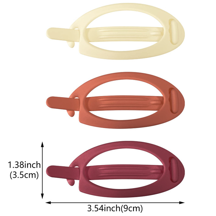 6 Pcs Matte French Oval Hair Barrette Clip Plastic Bun Ponytail Holder Strong Hold Grip Hair Clips Closure Hairpin No Me