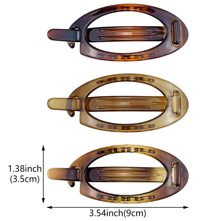 6 Pcs French Oval Hair Barrette Clip Plastic Bun Ponytail Holder Strong Hold Grip Hair Clips Closure Hairpin No Metal Ha