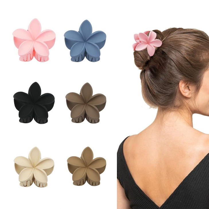 Plumeria Flower Hair Claw Clips6 Pcs Matte Flower Hair Clips Claw for Women Thick Thin Hair AccessoriesMedium Hair Clamp