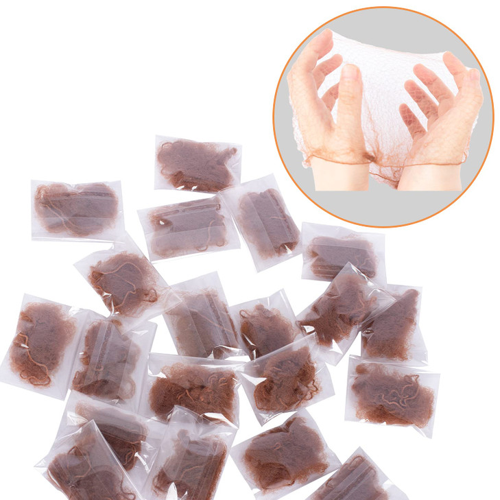 WeKen Pack of 20pcs Hair Nets Invisible Elastic Edge Mesh 50cm 20 Light Brown