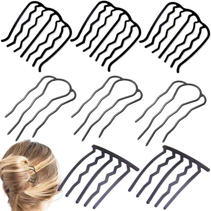 8 Pieces Hair Side Combs Metal Hair Fork Clip Hair Pins for Buns Hair Updo UShape Hair Sticks for Women Hair Styling Too