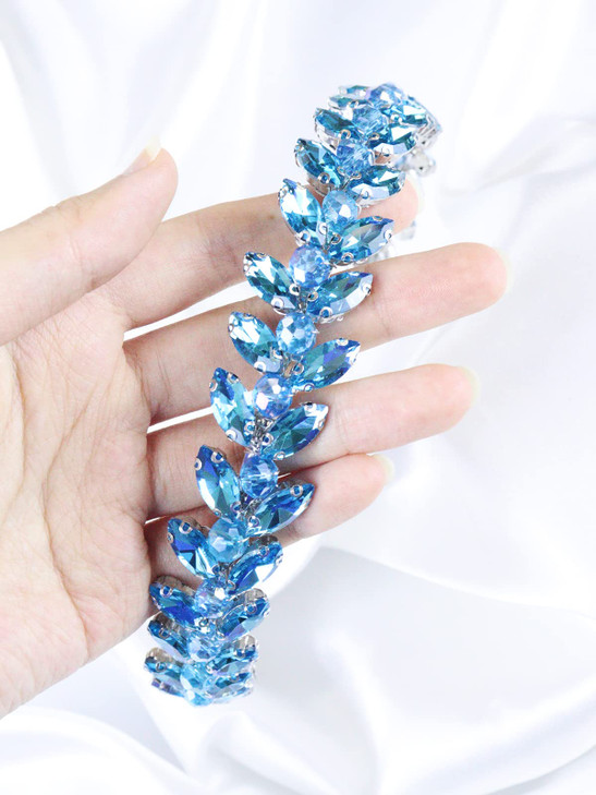 Brihasory Green Rhinestone Headband Wedding Hair Accessories for Brides Tiaras for Women and Girls Goddess Costume Hair