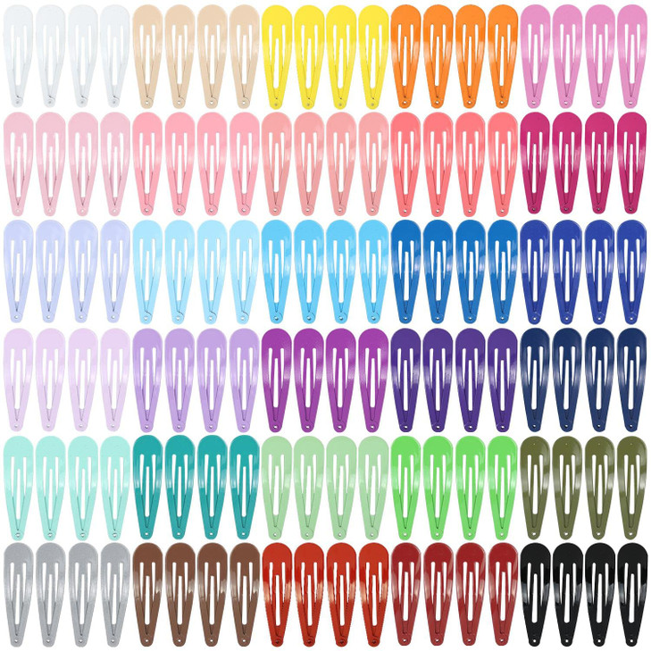 Cinaci 120 Pack in 30 Assorted Candy Color Antislip 2 DIY Metal Snap Hair Clips Barrettes Hair Accessories for Toddlers