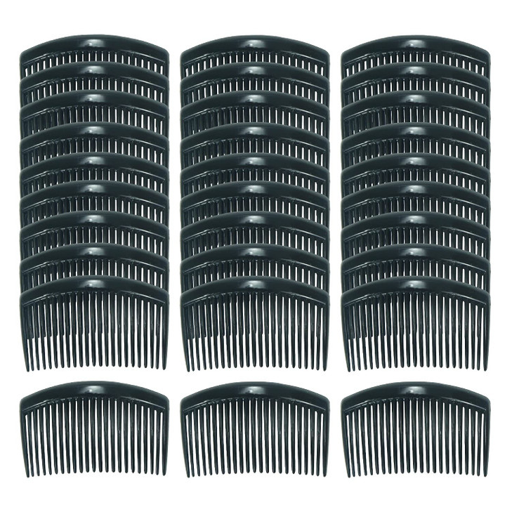 Cinaci 30 Pack Clear White Black Brown Plastic Hair Side Combs Slide Bun Holder with 23 Teeth DIY Headpieces Clips Grips
