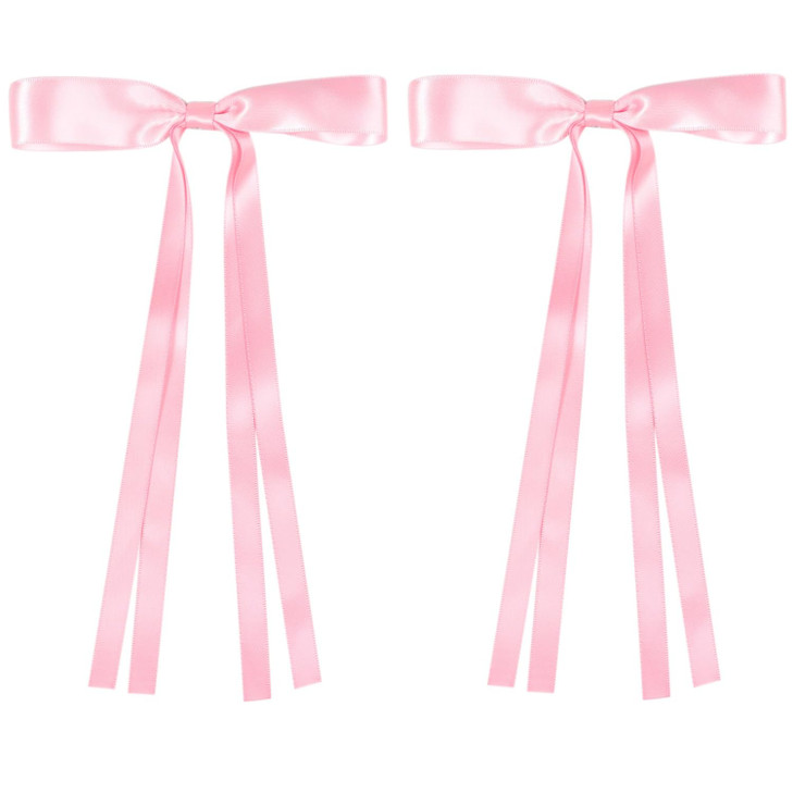 AMYBASIC 2pcs Hair Clips Bow with Long Tail Tassel Ribbon Hair Clips for girls Hair Accessories for Baby Toddlers Teens