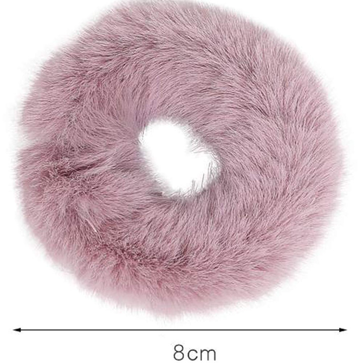 5PCS Women Girl kids Fashion Sweet Rabbit Faux Fur Fluffy Ball Pom Pom Scrunchies Elastic Ponytail Holder Hair Rope Hair