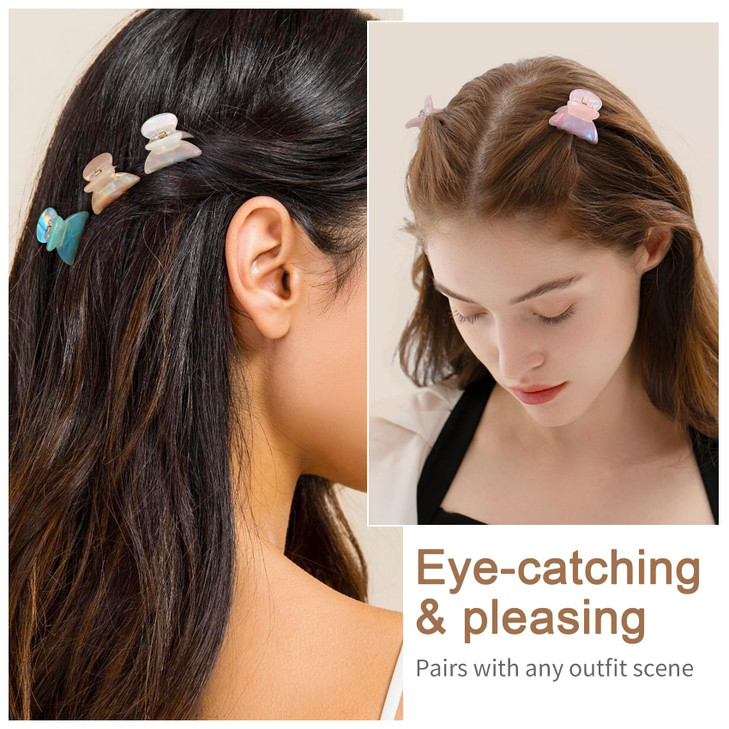 Mistofu 12Pcs Small Hair Claw Clips Mini Hair Claw Clips for Girls and WomenStylish Thin Hair Accessories Classic Hair C